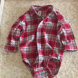 Carter's Red and Gray Plaid Baby Onesie
